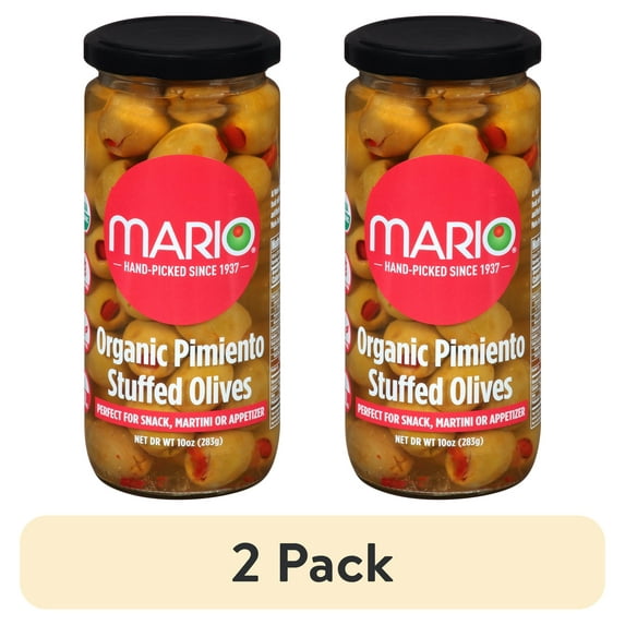 (2 pack) Mario® Organic Pimiento Stuffed Olives 10 oz. Jar