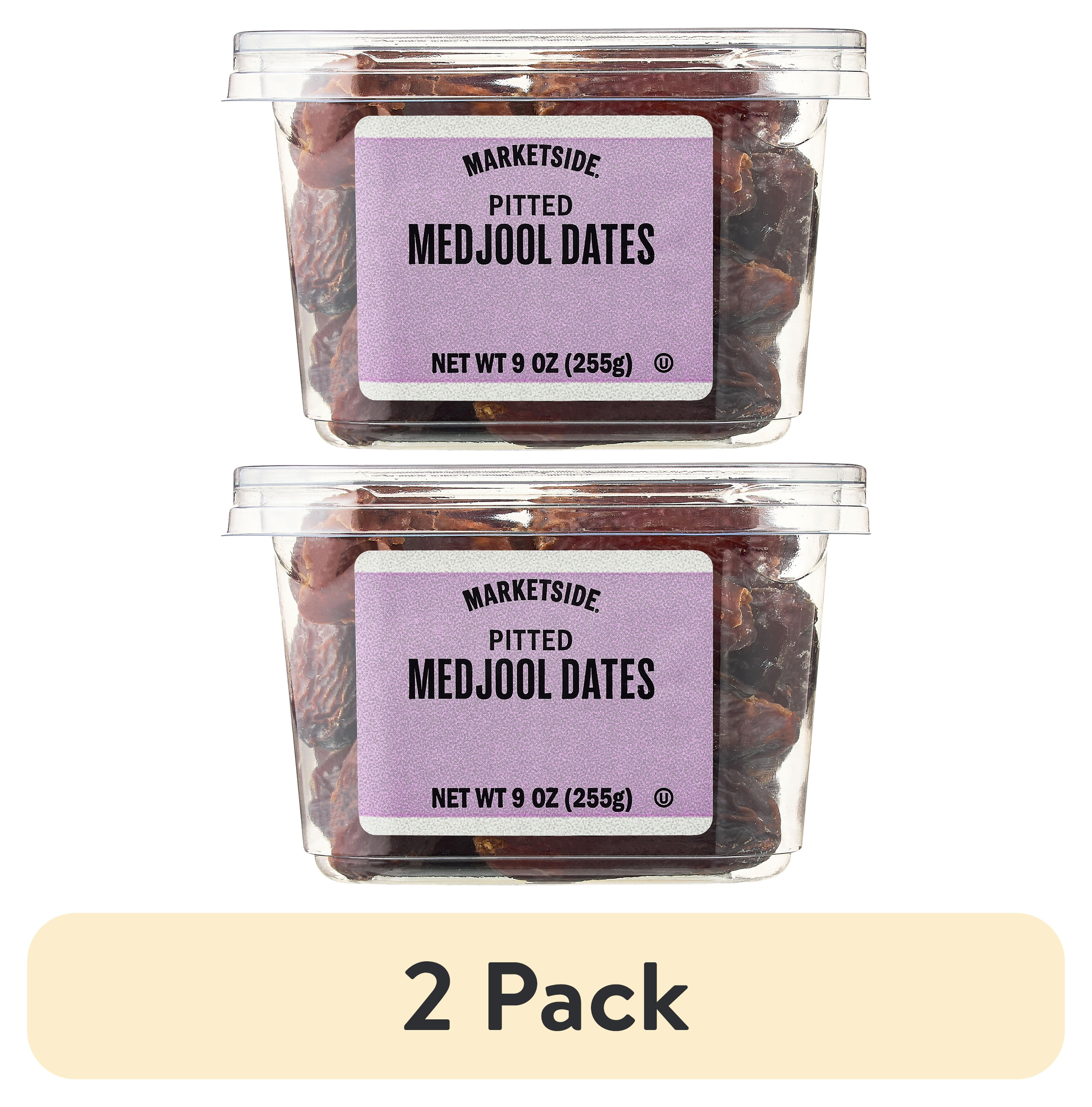 (2 pack) Marketside Pitted Medjool Dates Clear Tub, 9 oz (255g)
