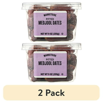 (2 pack) Marketside Pitted Medjool Dates Clear Tub, 9 oz (255g)