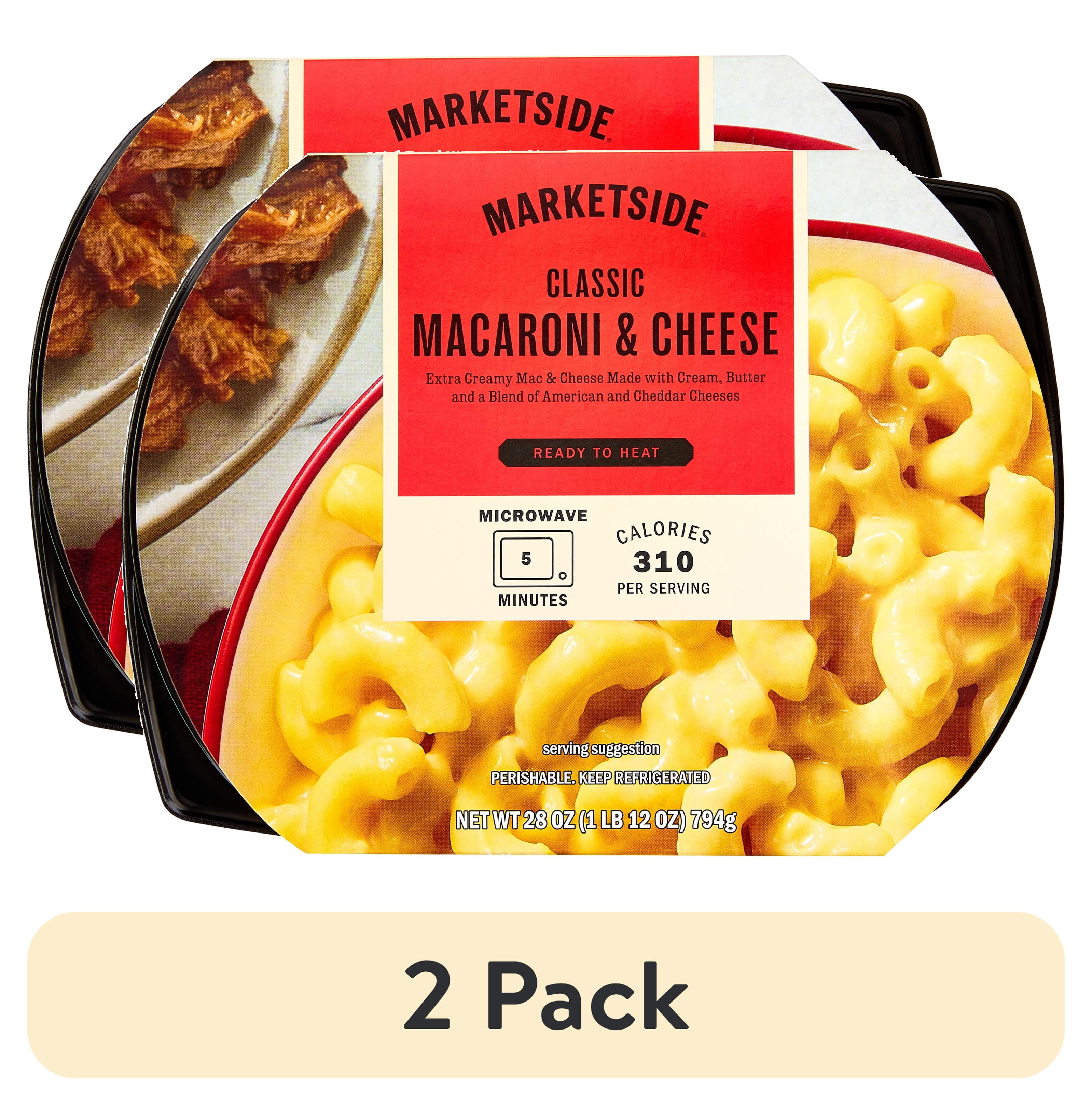 (2 pack) Marketside Ready to Heat Classic Macaroni & Cheese, Family Size Tray, 28 oz (Refrigerated)