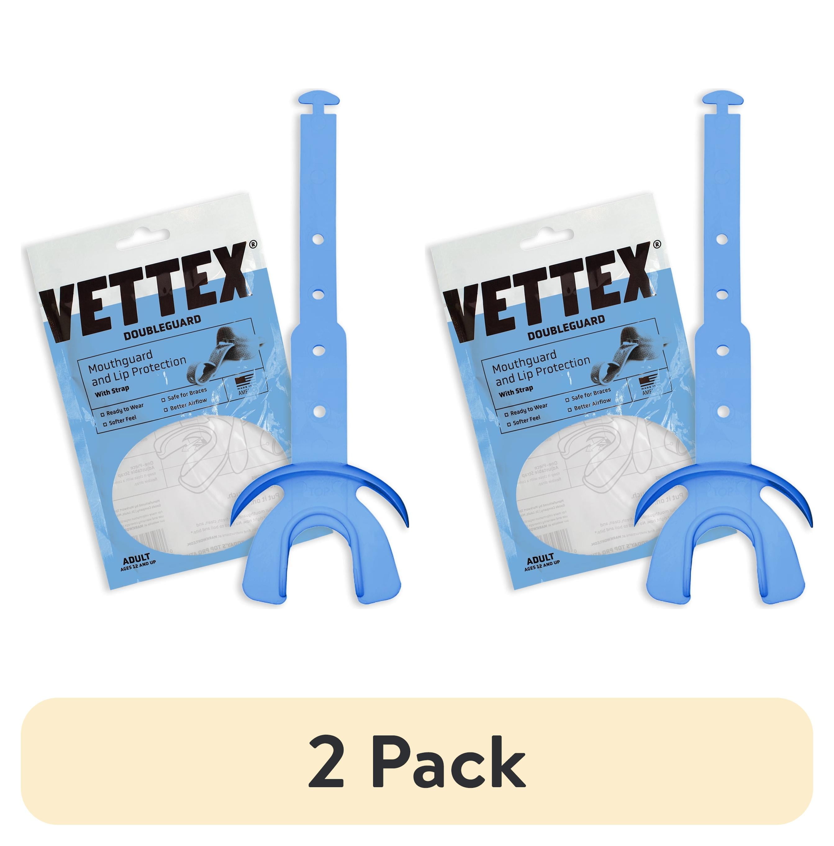 (2 pack) Markwort Vettex Doubleguard Mouthguard for Football, Lacrosse, Braces - Breathable Mouth Guard with Lip Protection and Strap - Adult, Columbia Blue