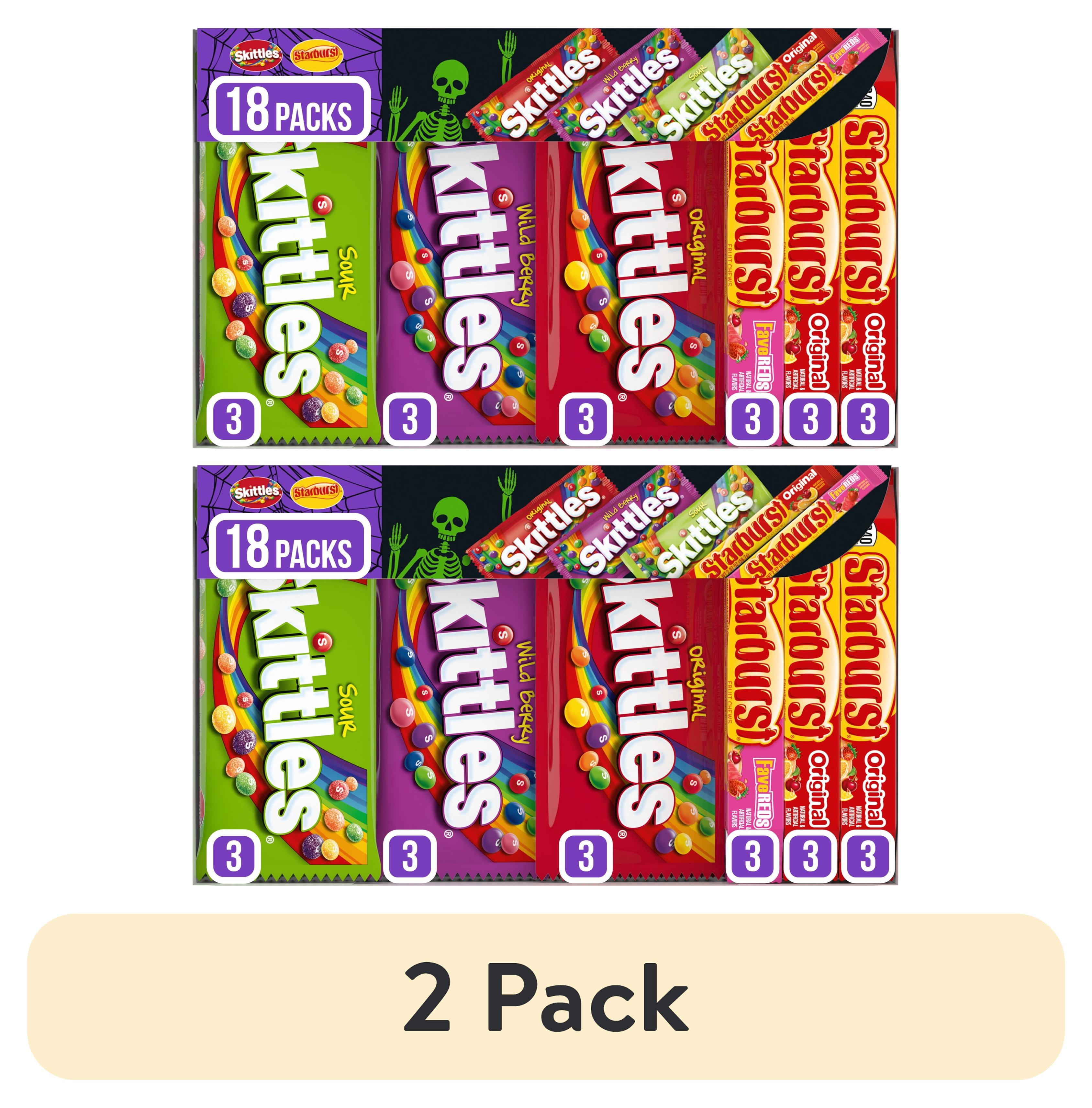 (2 pack) Skittles & Starburst Chewy Variety Pack Halloween Candy - 18 Count Box