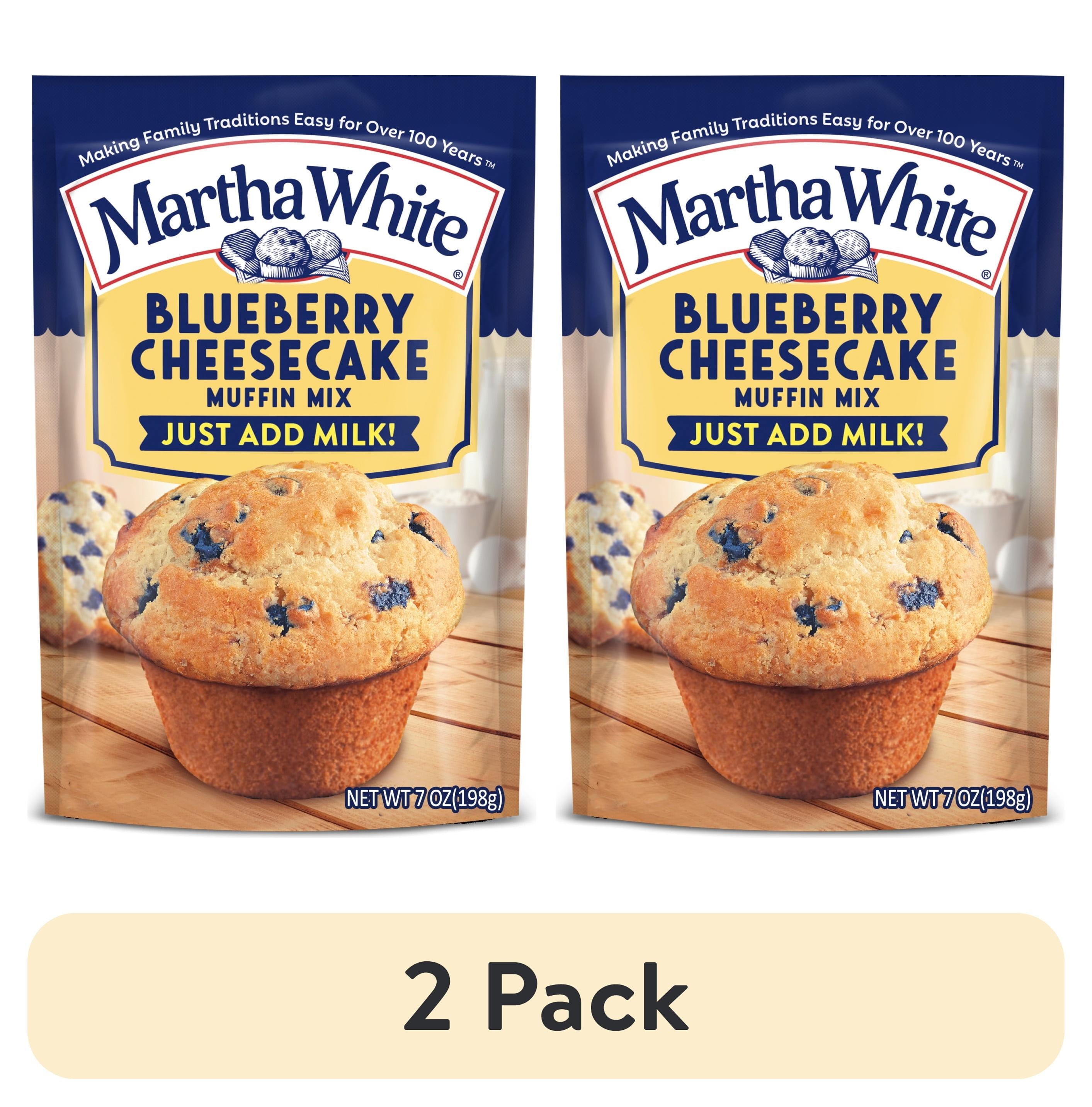 (2 pack) Martha White Blueberry Cheesecake Muffin Mix, 7 oz Bag