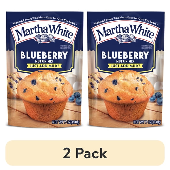 (2 pack) Martha White Blueberry Muffin Mix, 7 oz Bag
