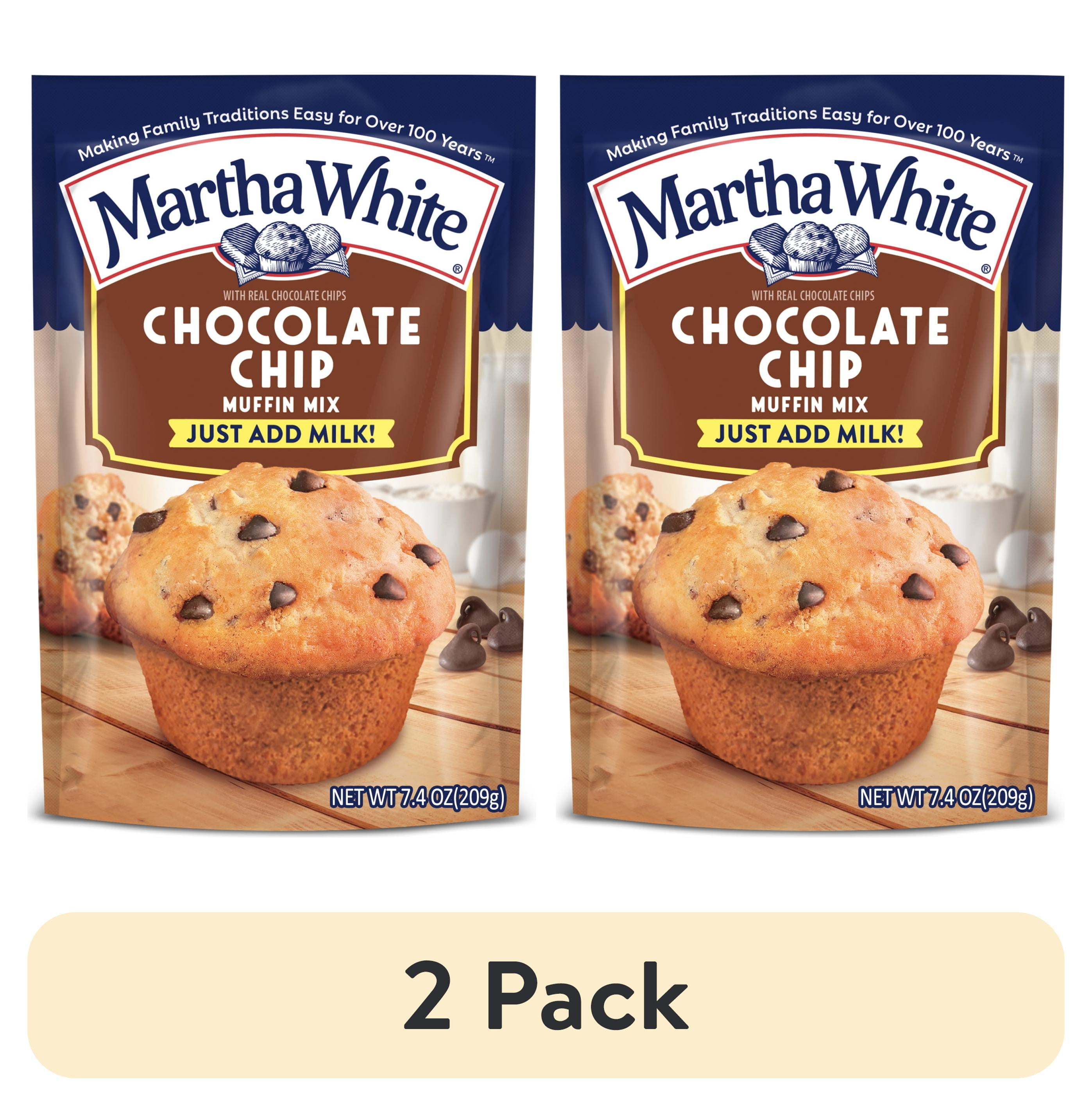 (2 pack) Martha White Chocolate Chip Muffin Mix, 7.4 oz Bag