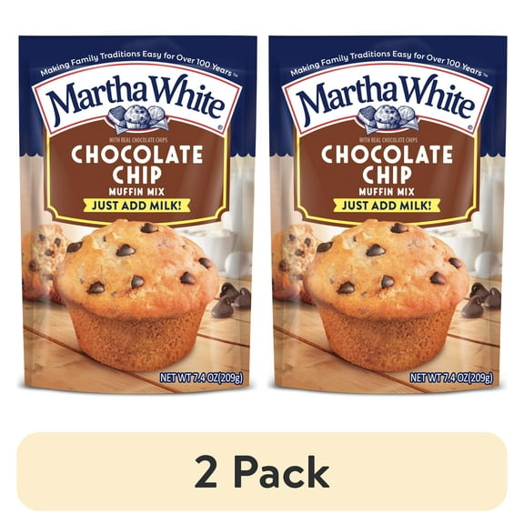 (2 pack) Martha White Chocolate Chip Muffin Mix, 7.4 oz Bag