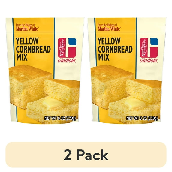 (2 pack) Martha White Gladiola Yellow Cornbread Mix, 6 oz Pouch