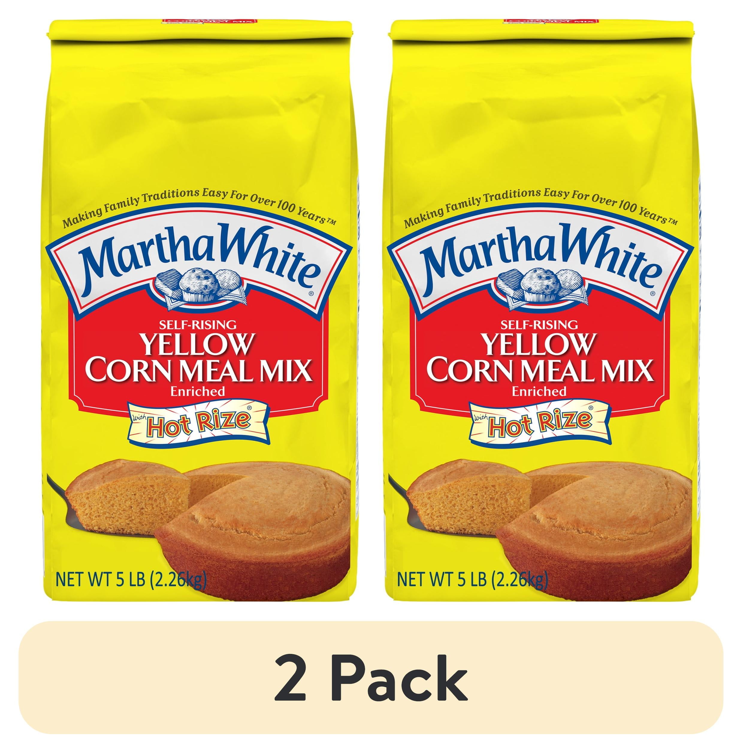 2 pack) Martha White Self Rising Yellow Corn Meal Mix with Hot