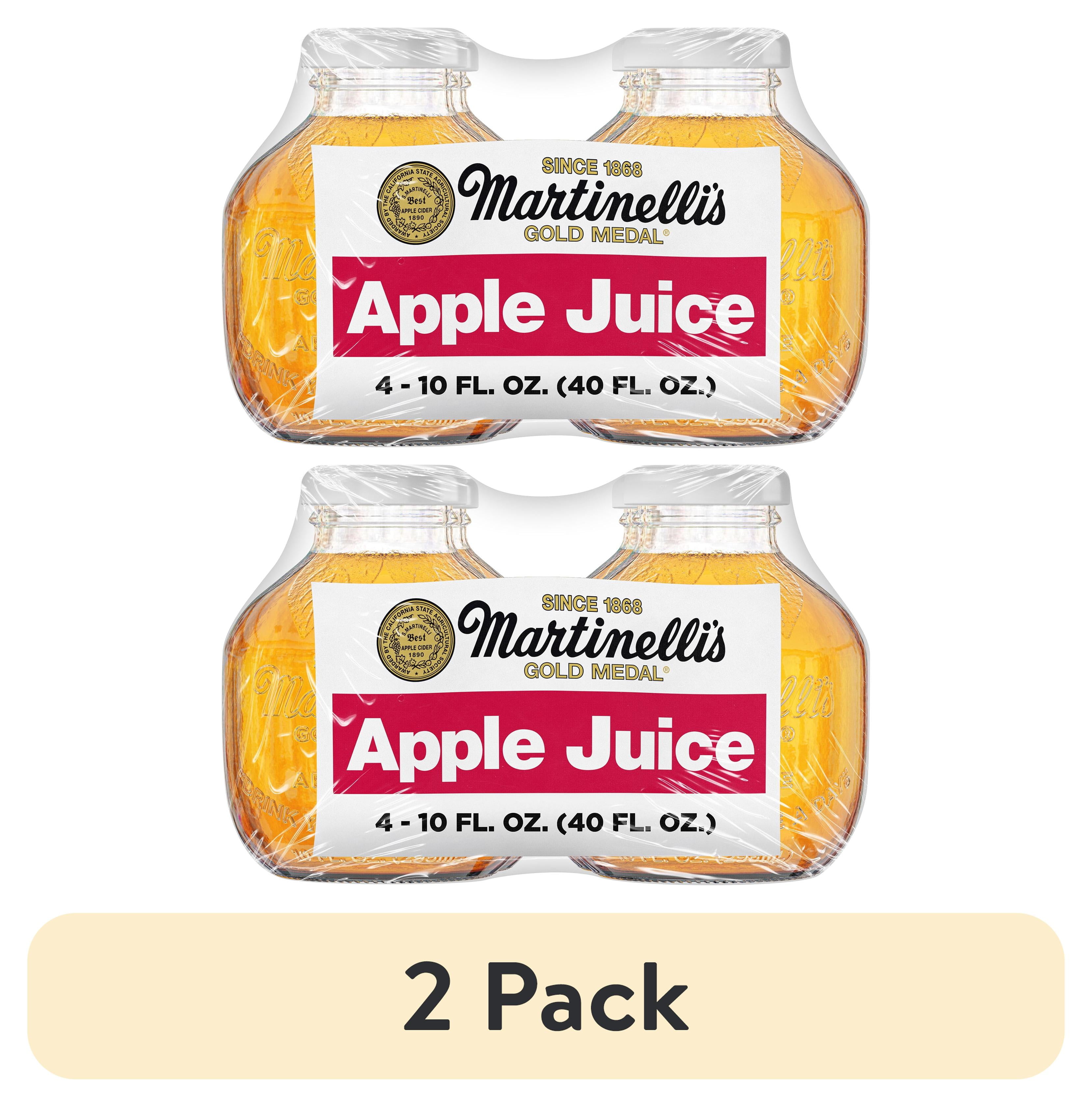 (2 pack) Martinelli's Apple Juice, 10 fl oz Glass Bottle, 4 Count