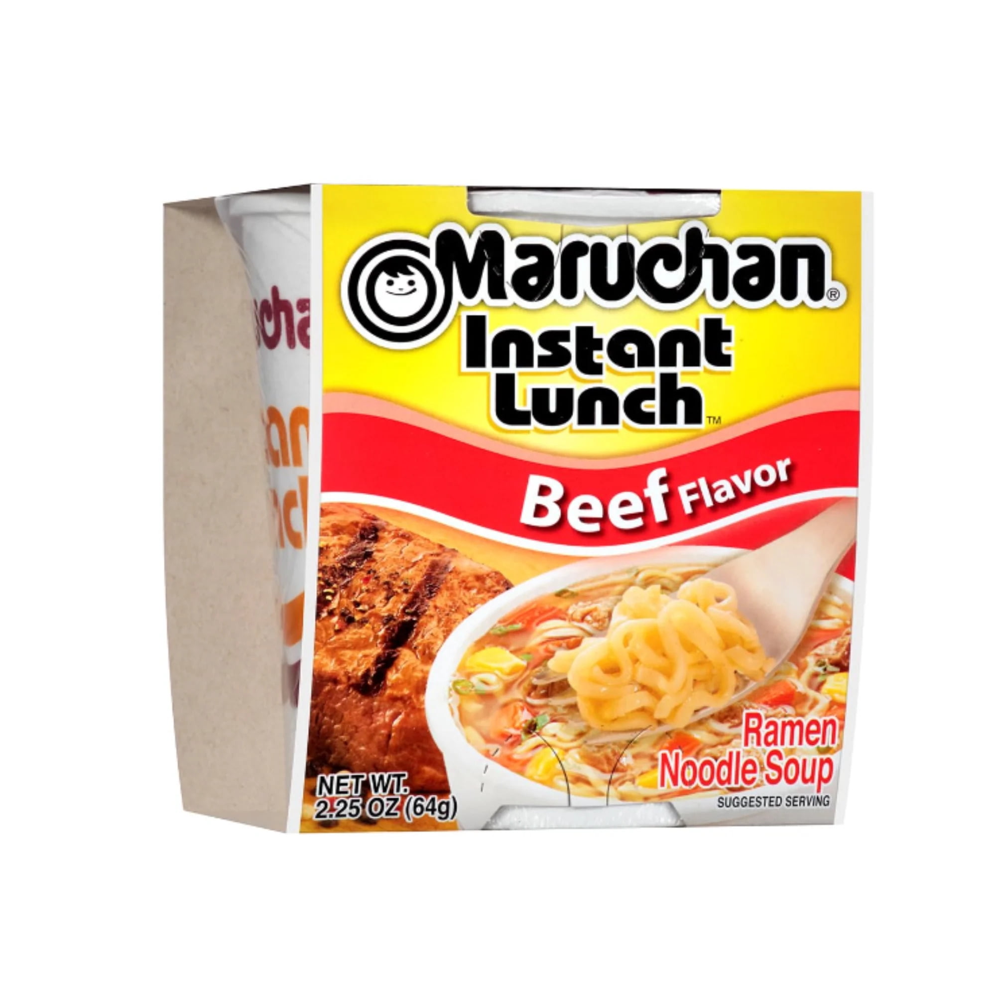 2 pack) Maruchan Beef Instant Lunch Ramen Noodles, 2.25 oz Cup (12