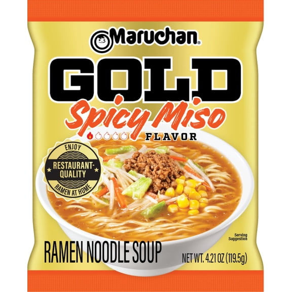 (2 pack) Maruchan GOLD Ramen Noodle Soup, Spicy Miso Flavor Instant Noodles, 4.21 oz