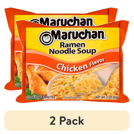 (2 pack) Maruchan Ramen Noodle Soup, Chicken Flavor Instant Noodles, 3 oz