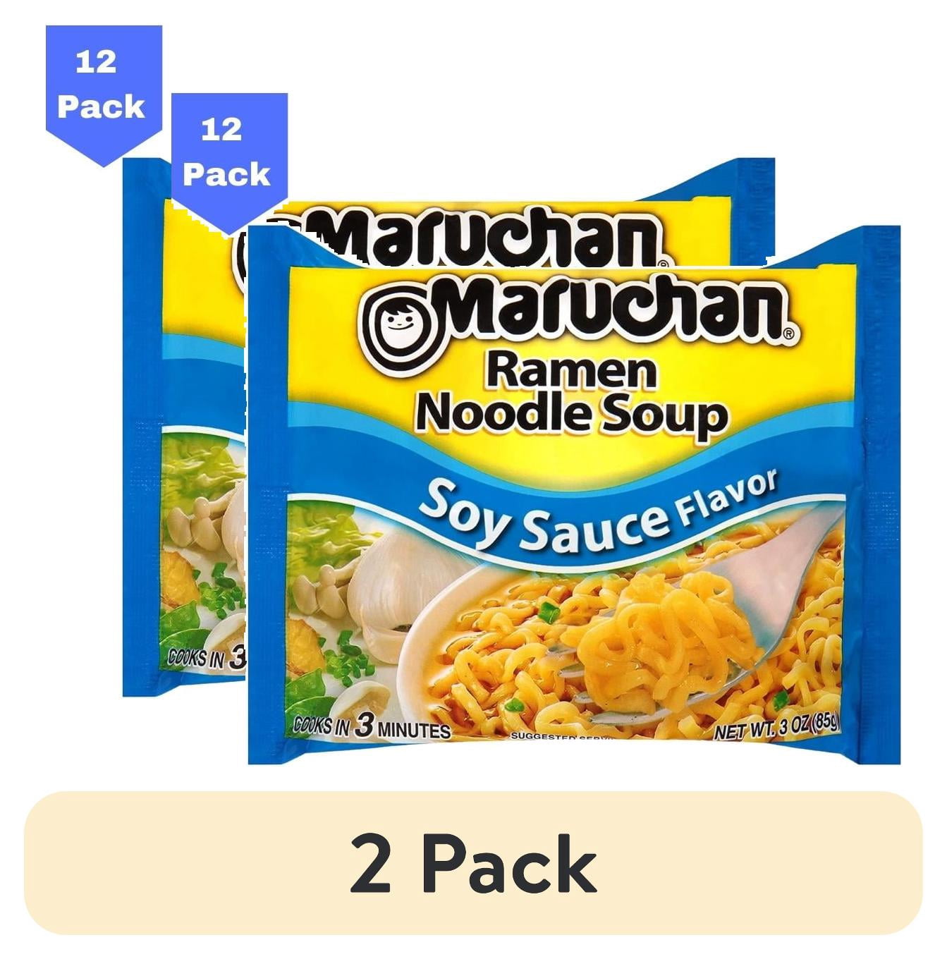 2 pack) Maruchan Ramen Noodle Soup Soy Sauce Flavor, 3.0 Oz, Pack