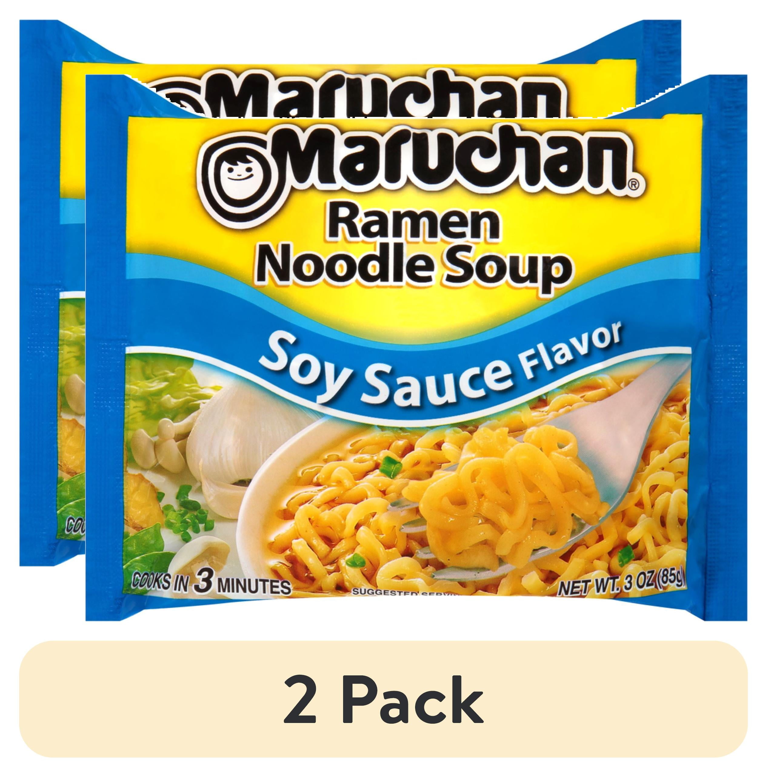 (2 pack) Maruchan Ramen Noodle Soup, Soy Sauce Flavor Instant Noodles, Shelf Stable, 3 oz Package
