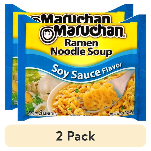 (2 pack) Maruchan Ramen Noodle Soup, Soy Sauce Flavor Instant Noodles, 3 oz