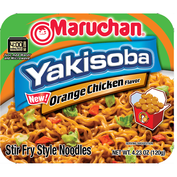 (2 pack) Maruchan Yakisoba Orange Chicken Flavor Noodles, 4.23 oz Shelf Stable Package