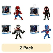 (2 pack) Marvel Spider-Man 2.5" Metal Figure, Spider-Man, Miles Morales, Spider-Man 2099, and Venom(One Piece, Styles May Vary)