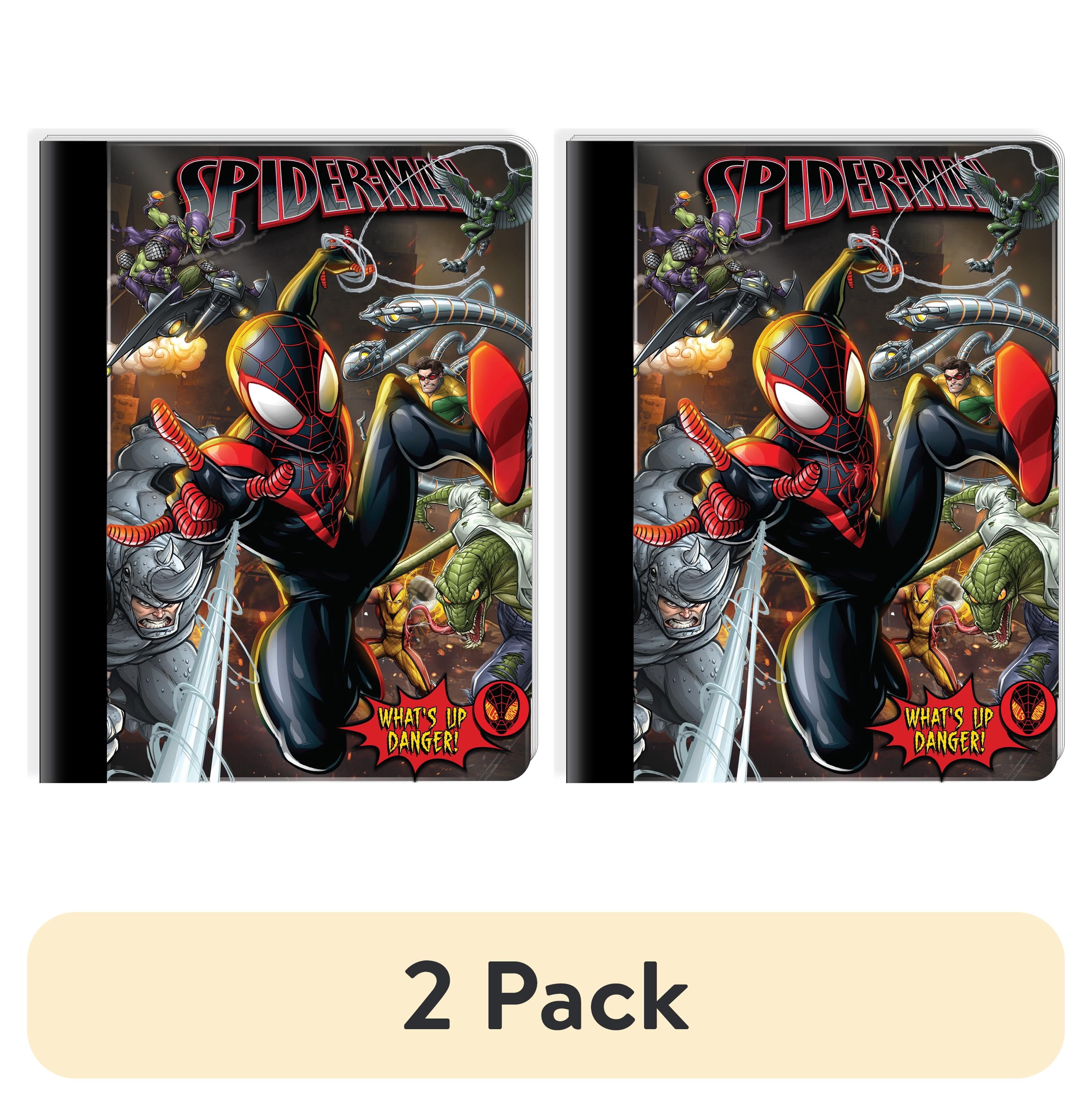 (2 pack) Marvel Spider-Man Composition Writing Notebook, 9.75 in, 100 Sheets, Wide Ruled, Multi-Color