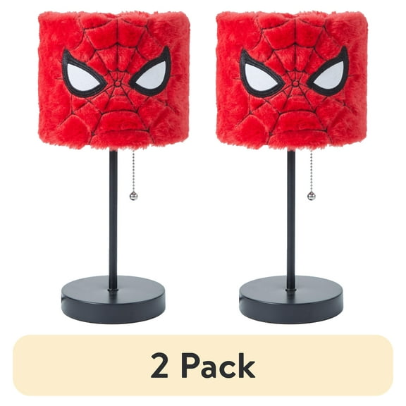 (2 pack) Marvel Spiderman 15" Plush Shade Stick Lamp, Red