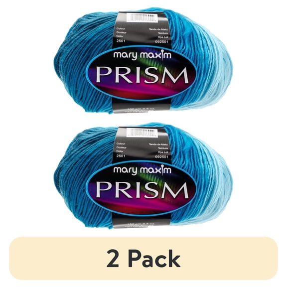 (2 pack) Mary Maxim Prism Yarn, Soft Acrylic DK Variegated Yarn 3.5 oz Skein 290 Yards, Blue Lagoon