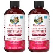 2 pack MaryRuths Liquid Morning Multivitamin, Adults and Kids, General Health and Wellness, Immune Support, Overall Health, Vegan, Raspberry, 15.22 fl oz