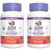 2 pack MaryRuths Organic Toddler Multivitamin Gummies, Immune Support, Overall Health, Vegan, Mixed Berry and Cherry Flavor, 60 Count