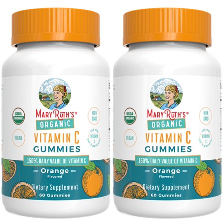 (2 pack) MaryRuth's USDA Organic Adult Vitamin C Supplement Gummies, Dietary Supplement for Immune Support, Orange Flavor, 60 Count