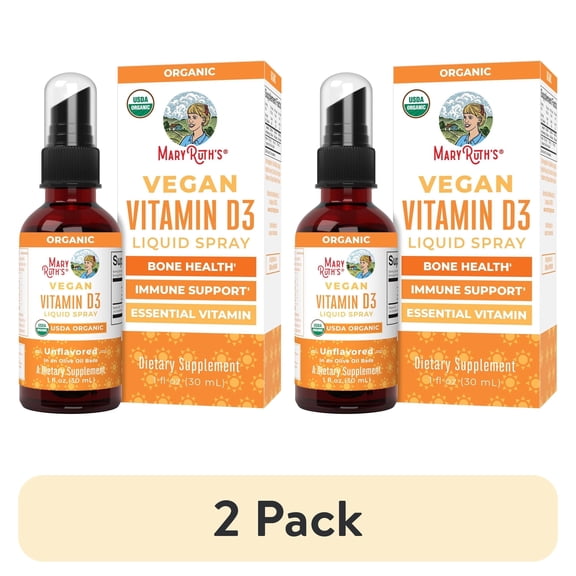 (2 pack) MaryRuth's USDA Organic Vitamin D3 Spray, Bone Health, Immune Support, Vegan, Gluten-Free, Unisex, 1 fl oz