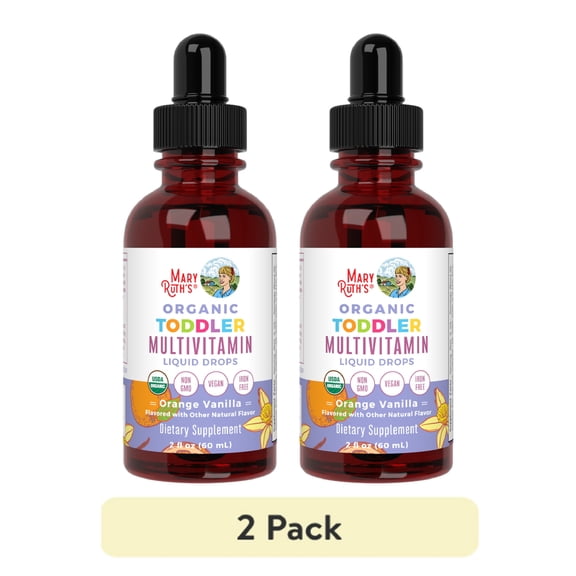 (2 pack) MaryRuth's Children's Organic Multivitamin Liquid Drops, Immune Support for Toddlers, 2 fl oz, Unisex