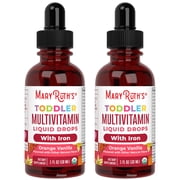 2 pack MaryRuths Toddler Multivitamin Liquid Drops, Ages 1 - 3, USDA Organic, Immune Overall Health, Orange Vanilla, Vegan, Dairy-Free, Gluten-Free, 1 fl oz