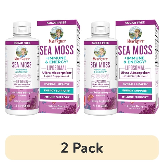 (2 pack) MaryRuth's Elderberry Citrus Berry Liposomal Sea Moss Herbal Supplement Vegan Adult Unisex 7.6 fl oz