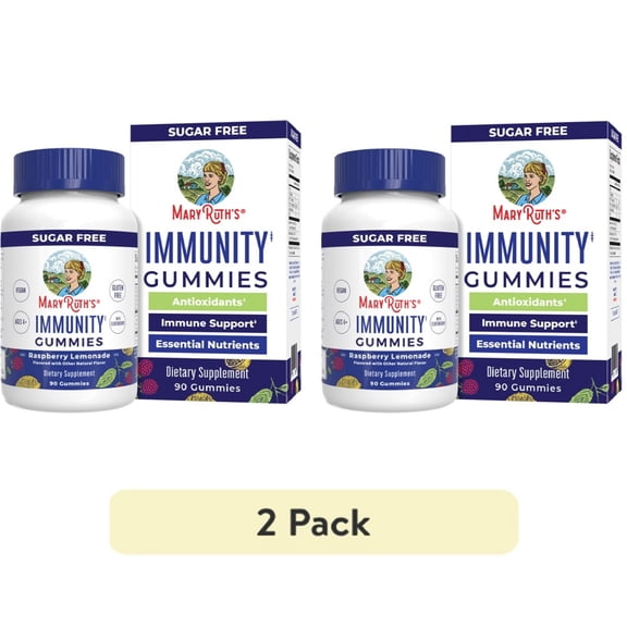 (2 pack) MaryRuth's Immunity Gummies with Elderberry, Echinacea, Zinc, Vitamin D, 90 Count