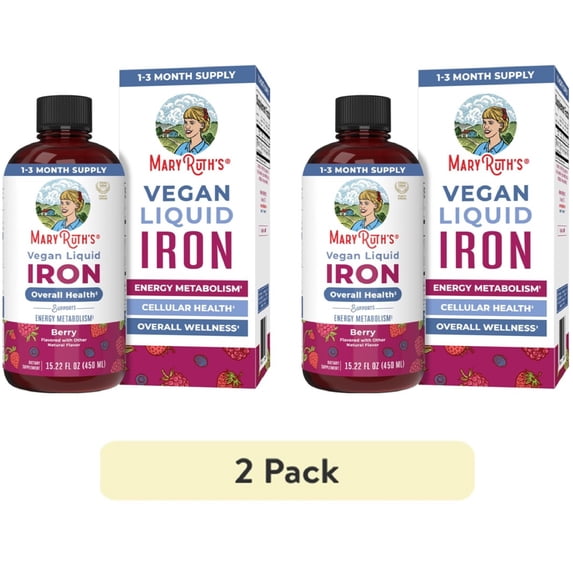 (2 pack) MaryRuth's Iron Supplement for Women Men & Kids Liquid Iron Supplement for Women Men & Kids 15.22 fl oz