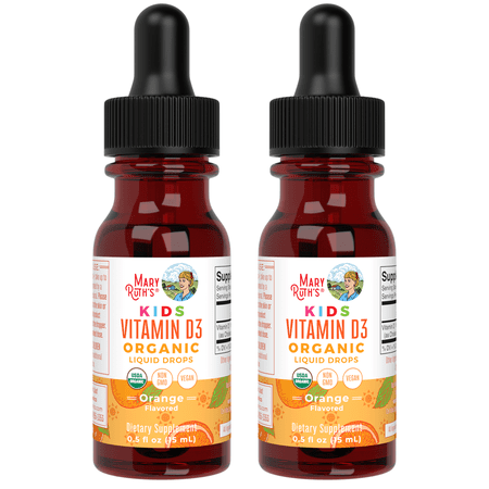 (2 pack) MaryRuth's Kid's Vitamin D3 Liquid Drops, Bone Health Supplement, 640 IU, 15 ml