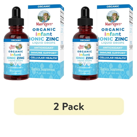(2 pack) MaryRuth's Liquid Ionic Zinc Drops, Unflavored, 2 oz, Immune Support Supplement