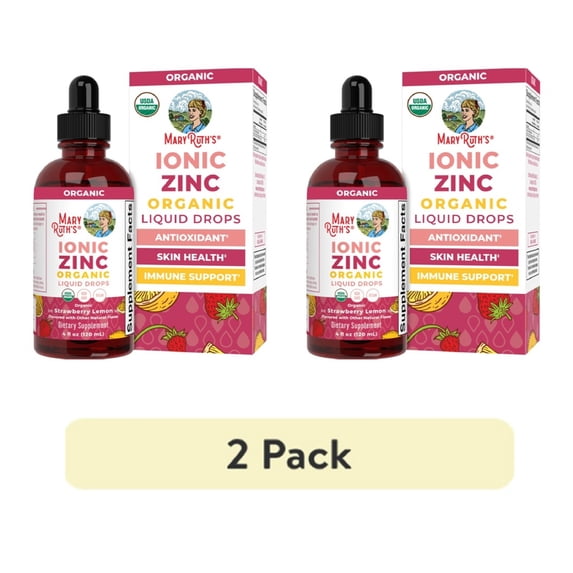 (2 pack) MaryRuth's Liquid Zinc Supplement for Immunity Support, Strawberry Lemon, Unisex, 4 Fl Oz Non-GMO