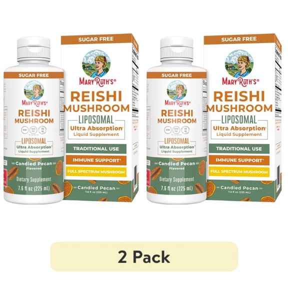 (2 pack) MaryRuth's Reishi Mushroom Liposomal Dietary Supplement for Immunity, Beta-Glucans, Vegan, Gluten-Free, Adults, Unisex, 7.6 fl oz, 1 Count