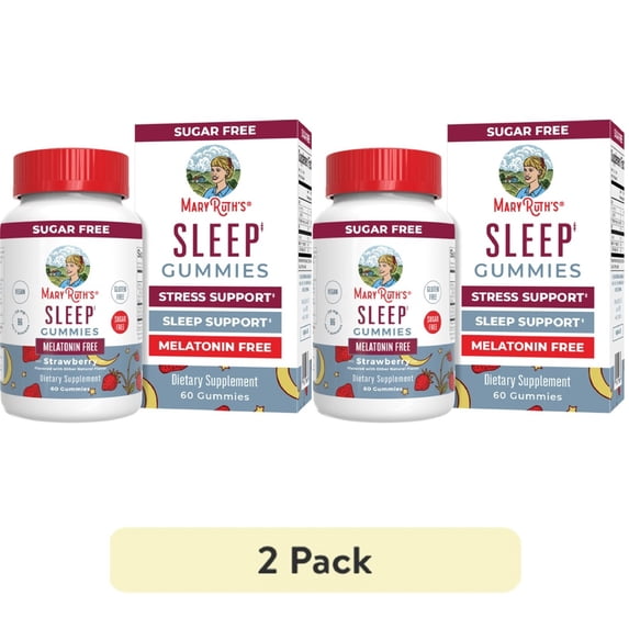 (2 pack) MaryRuth's Sleep Gummies with Melatonin, L-Theanine, Chamomile, Vitamin B6, Vegan, Gluten-Free, Dairy-Free, 60 Count