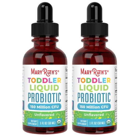 (2 pack) MaryRuth's Toddler Probiotic Liquid Drops 150 Million CFU Dairy-Free Vegan 1 Count 1 fl oz