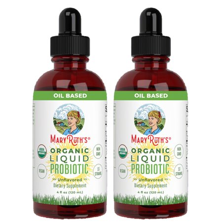 (2 pack) MaryRuth's Liquid Probiotic Drops USDA Organic Vegan Non-GMO for Adults & Kids Digestive Health 1 Count 4 fl oz