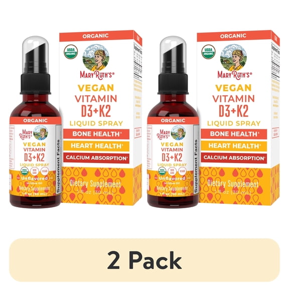 (2 pack) MaryRuth's Vitamin D3+K2 Liquid Spray, Vegan, 1 fl oz