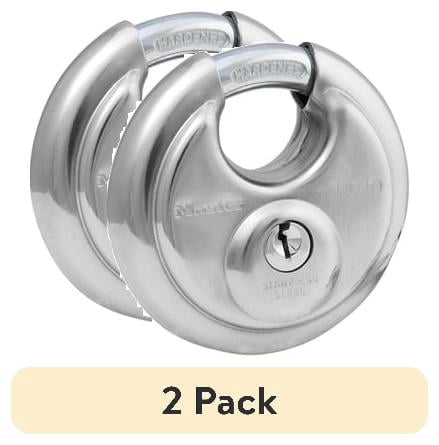 (2 pack) Master Lock 2-3/4in (70mm) Wide Stainless Steel Discus Padlock with Shrouded Shackle; 2-Pack