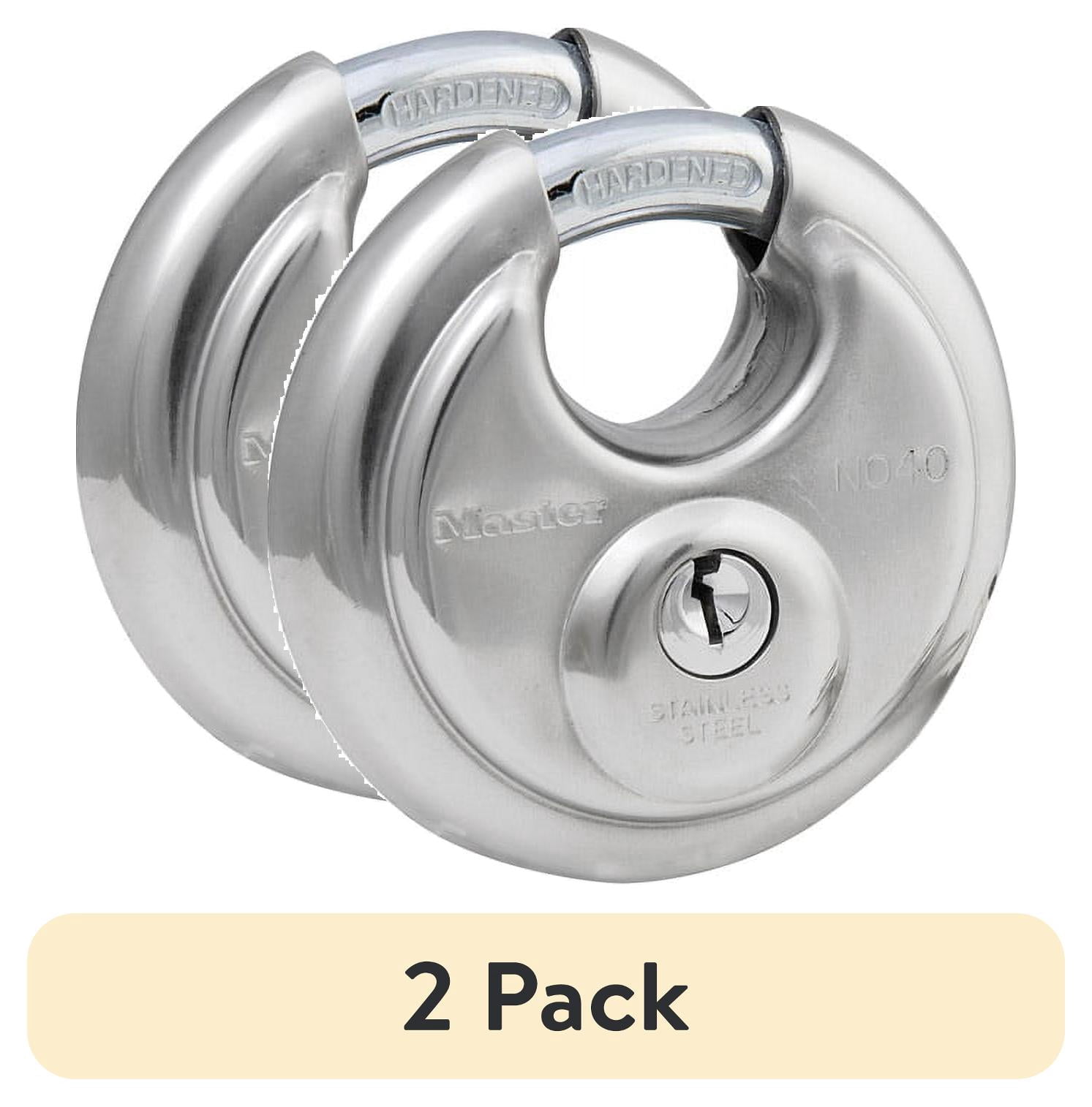 (2 pack) Master Lock 2-3/4in (70mm) Wide Stainless Steel Discus Padlock with Shrouded Shackle