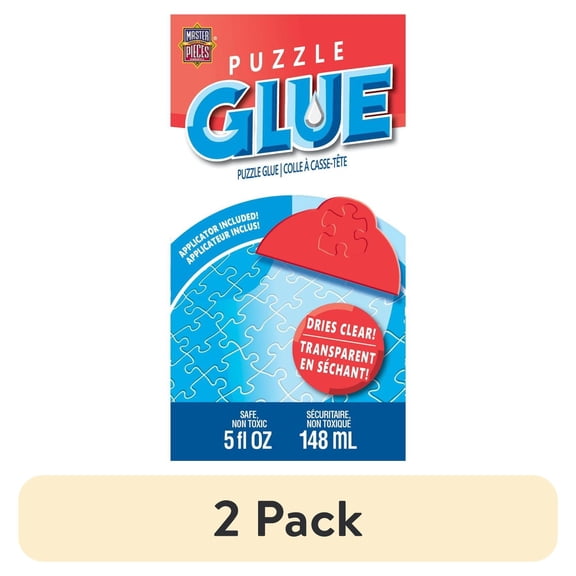 (2 pack) MasterPieces Puzzle Glue with Applicator, Quick Dry Clear Finish Glue for Jigsaw Puzzles, 5 fl oz