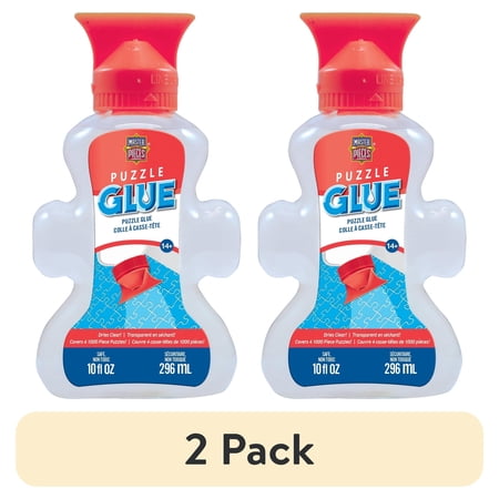 (2 pack) MasterPieces Puzzle Glue with Cap Spreader, Clear Finish and Quick Dry Glue for Jigsaw Puzzles, 10 fl oz