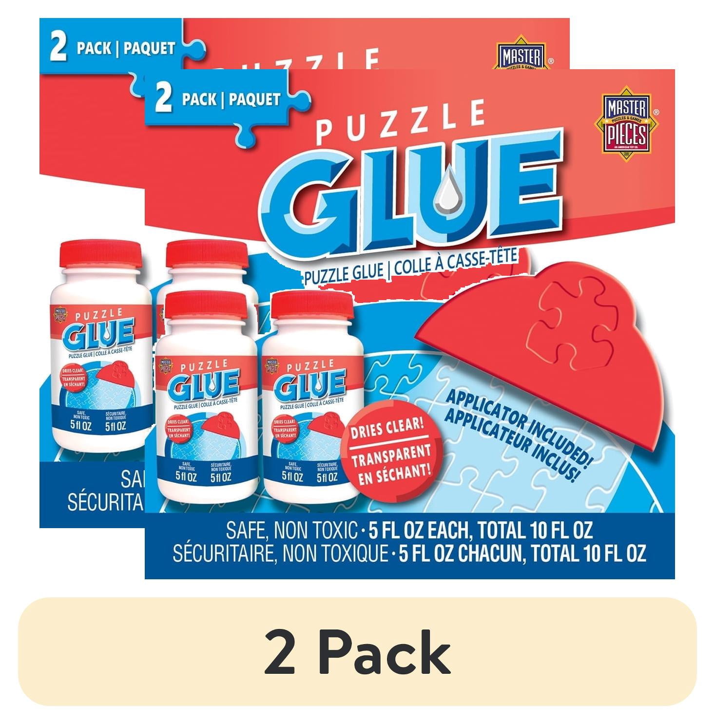 (2 pack) MasterPieces Puzzle Glue with Applicator, Quick Dry Clear Finish Glue for Jigsaw Puzzles, 5 fl oz, 2-Pack