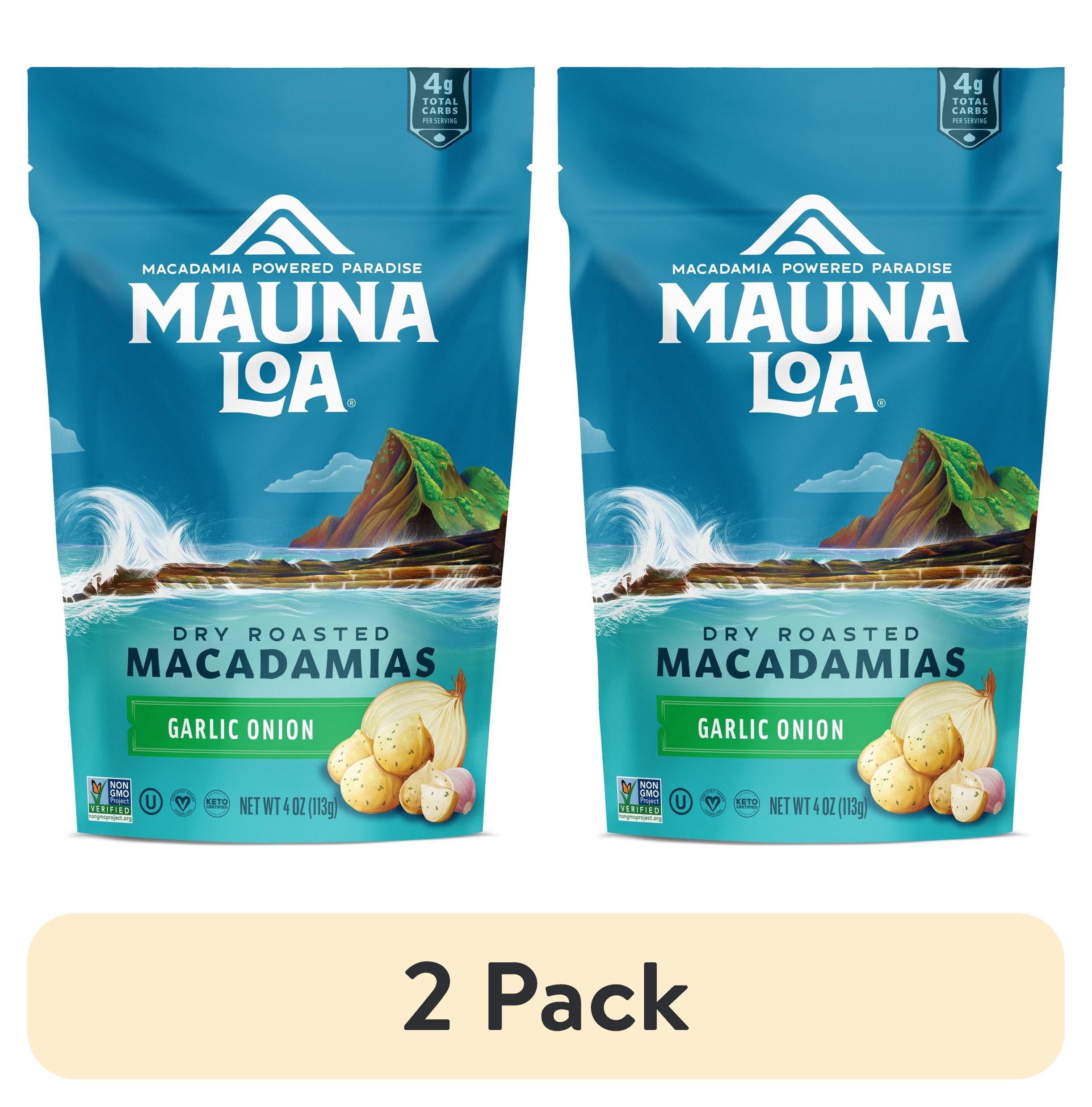 2 pack) Mauna Loa Garlic Onion Macadamia Nuts - 4oz Bag - Walmart.com
