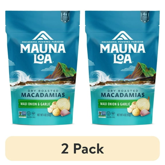 (2 pack) Mauna Loa Garlic Onion Macadamia Nuts - 4oz Bag