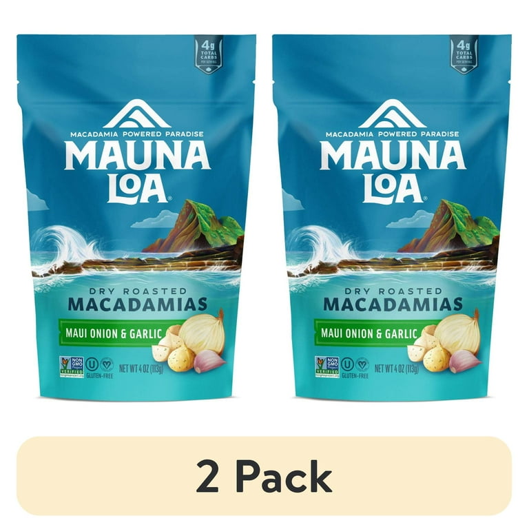 2 pack) Mauna Loa Garlic Onion Macadamia Nuts - 4oz Bag - Walmart.com
