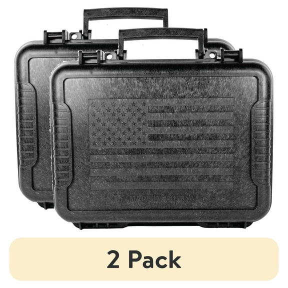 (2 pack) Max-Ops Black Hard Sided Handgun Case, TSA Approved, Outside Dimension 3.5"x11.5"x9.5", Model 10016, Hard Case
